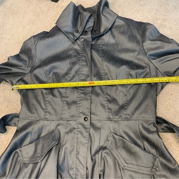 SAMUEL Dong Gray Belted Full Zip Water Resistant Bubble Trench Coat Sz L - Picture 12 of 16